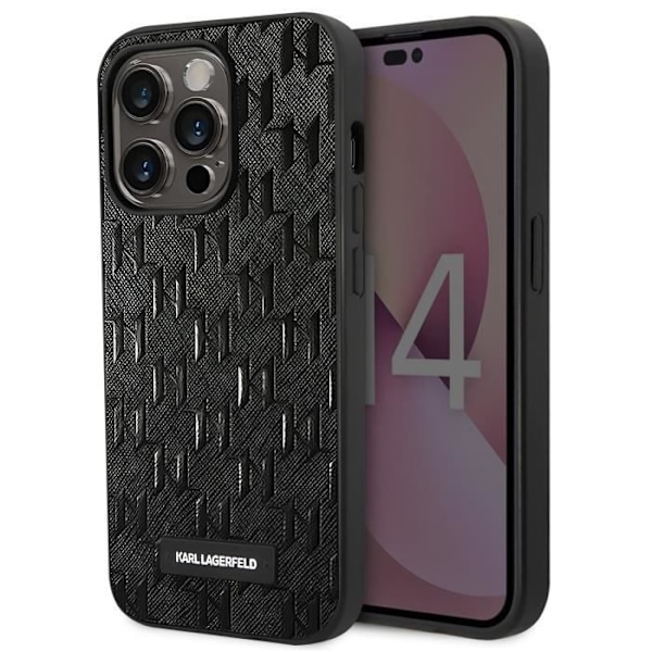 Cover til iPhone 14 Pro Max - KARL LAGERFELD - Saffiano læderfinish - Sort Svart