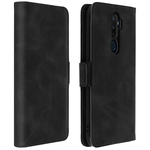 Kotelo - AVIZAR - Oppo A9 2020 ja A5 2020 - Foliopäällinen - Eko-nahka - Musta Svart