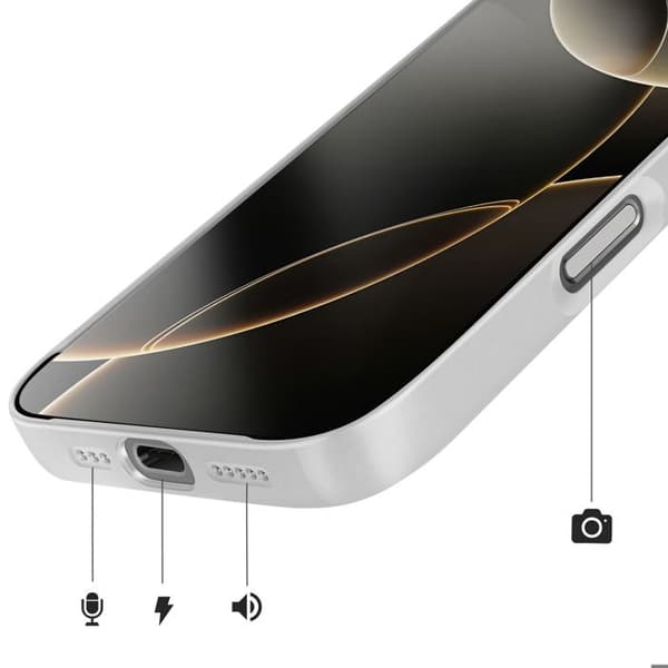 MagSafe-cover til iPhone 16 Pro Max, hård med glasbeskyttelse til kamera, sølv Grå