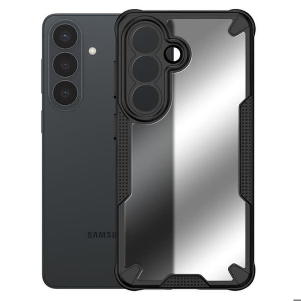 Cover til Galaxy S26 Defender Model Matt med Forstærkede Hjørner Sort Transparent Svart