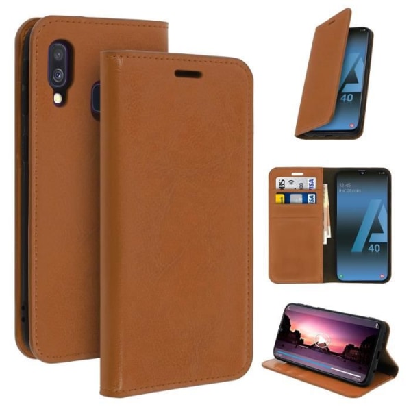 Etui til Samsung Galaxy A40 Cover Folio Læder Support Video camel