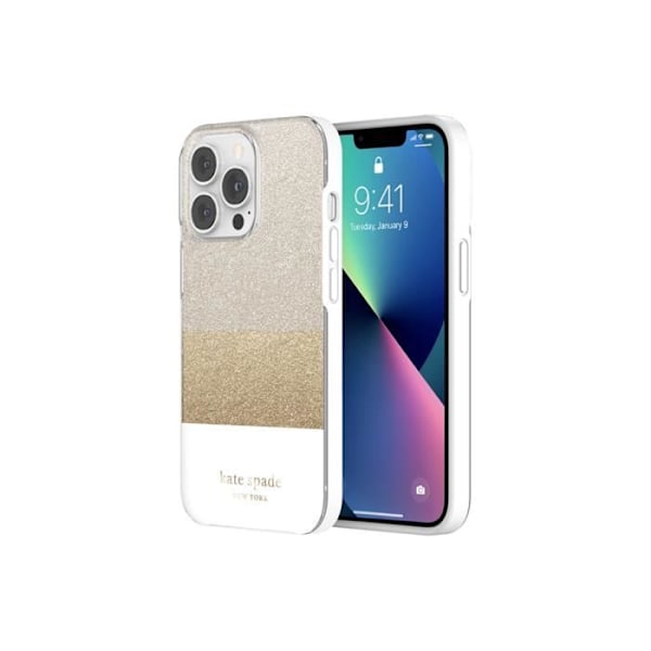 Kate Spade Gold Glitter Block fodral till iPhone 13 Pro Vit