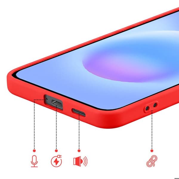 Silicone Soft-Touch-fodral för Galaxy A57 med röd mikrofiberfoder Röd