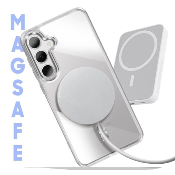 Coque MagSafe för Samsung S24 Plus och S25 Plus Bakre Kristall Färg Silver Grå