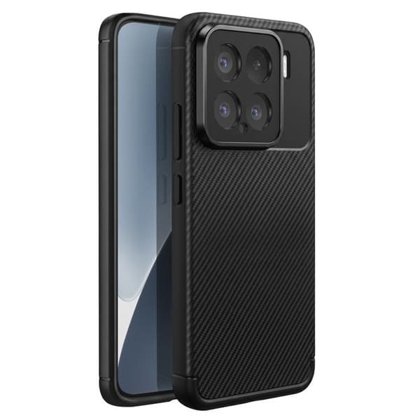 Siliconfodral för Xiaomi 15 Texturerad Kolfiber Effekt Svart Svart