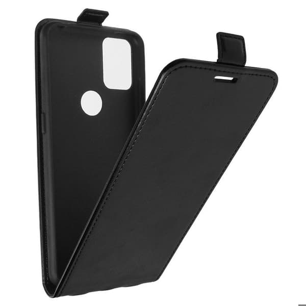 Alcatel 3X Vertical Flip Case Kortholder Glat effekt Sort Svart