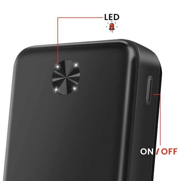 Extern batteri 20000mAh 10.5W med dubbel USB-port LED-indikator Swissten svart Svart