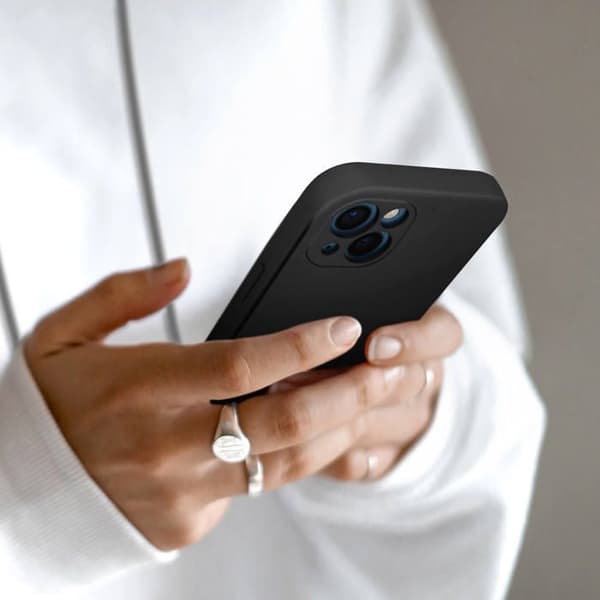 Cover til smartphone - AVIZAR - iPhone 13 Mini - Semi-hård - Strop 80cm - Sort Svart