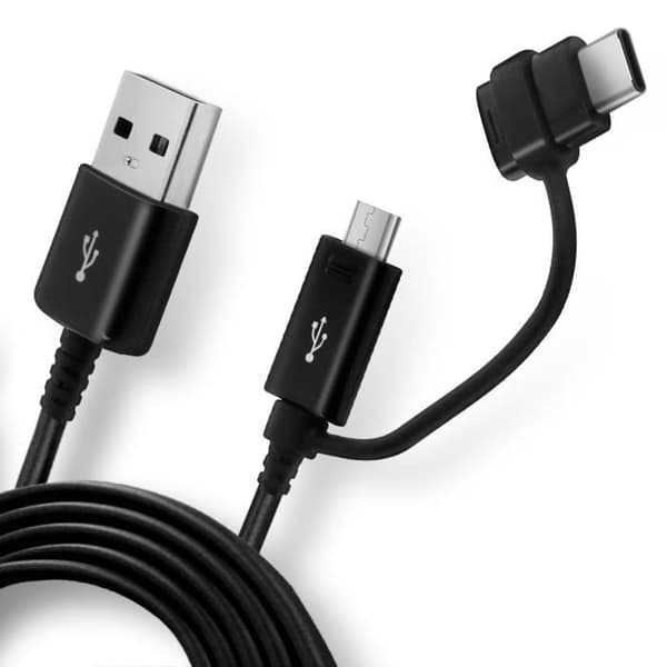 Kabel - SAMSUNG - Micro-USB / USB typ-C - 1.5m - Snabbladdning - Dataöverföring Svart