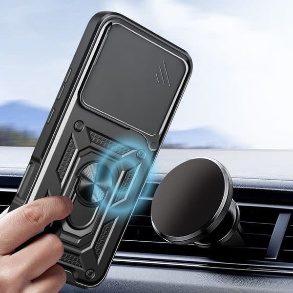 Coque til Honor 400 Lite Med Magnetisk Ring Kamera Beskyttelse Sort Svart