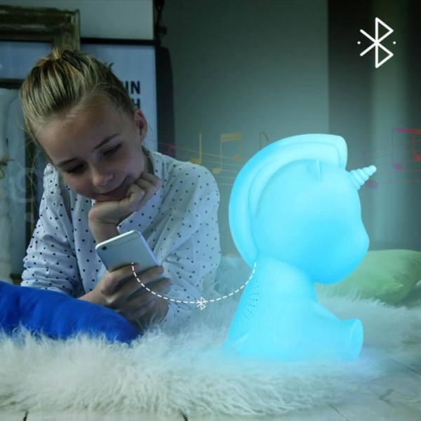15 W valoisa Bluetooth Unicorn -kaiutin 8 tunnin akunkesto Bigben-kaukosäätimellä