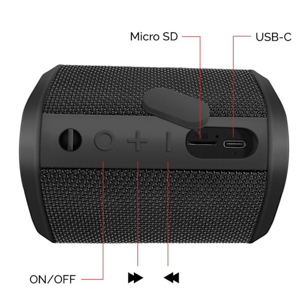 Bluetooth-högtalare 15W Autonomi 10h IP55 Kabel och Handrem ingår Swissten Svart