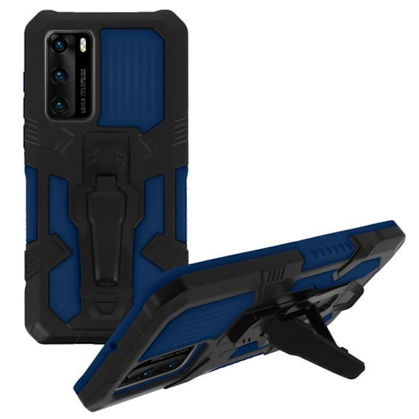 Coque - Huawei - P40 - Iskunkestävä - Jalusta - Metalli vyöklipsi Sininen Blå