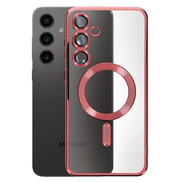 Coque MagSafe för Samsung Galaxy S24 FE Silikon Kontur Krom Röd Röd