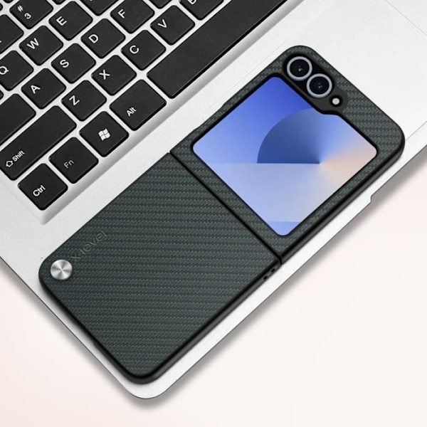 Etui til Samsung Galaxy Z Flip 6 Carbon Fiber Texture X-Level Mørkegrøn Grön