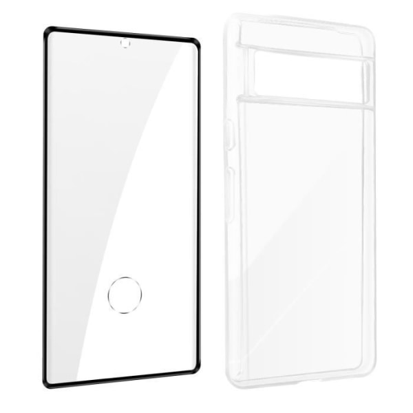 Kotelo Google Pixel 7 Pron silikonigeelille ja 9H Tempered Glass Film Black ääriviivalle Svart