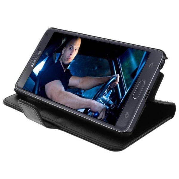 Fodral Etui Folio Plånbok - Avizar - Galaxy Note 4 - Ekologiskt läder - Svart - Stödfunktion Svart