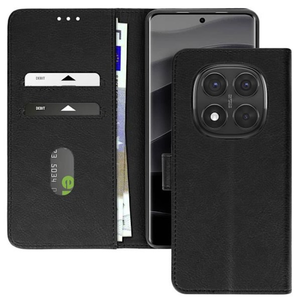 Redmi Note 14 Pro ja 14 Pro Plus Lompakko ja Tuki Musta Svart