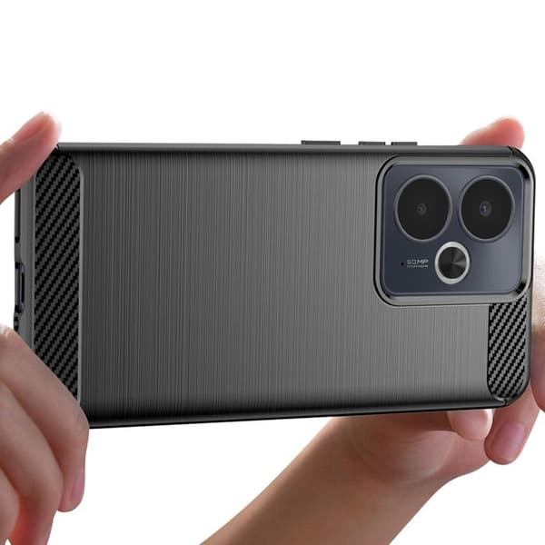 Silikone - Design Carbon - Børstet Sort - AVIZAR - Realme 14T - Coque Svart