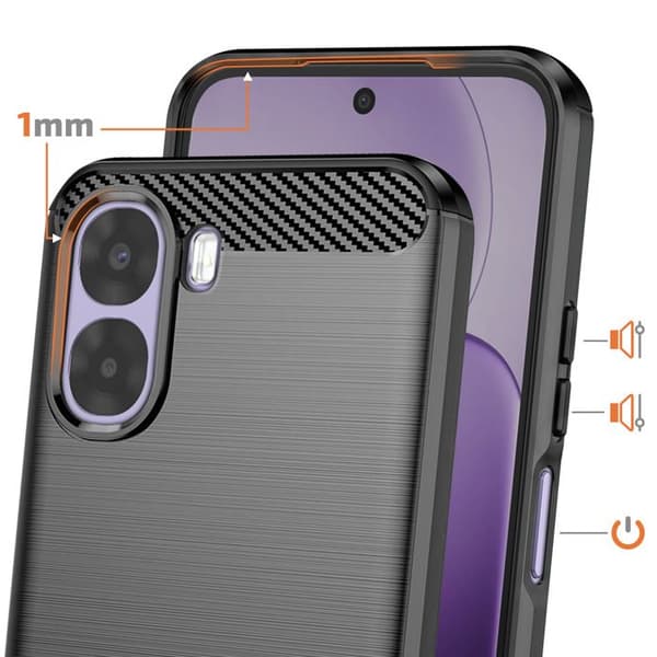 Cover til Oppo A6x Carbon Effekt Blød Stødabsorberende Sort Svart