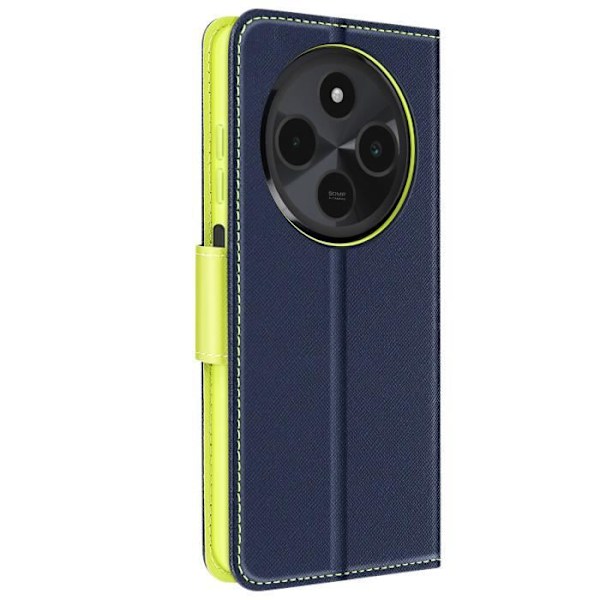 Étui til Xiaomi Redmi 14C Læderpung Saffiano Fancy Mørkeblå Blå