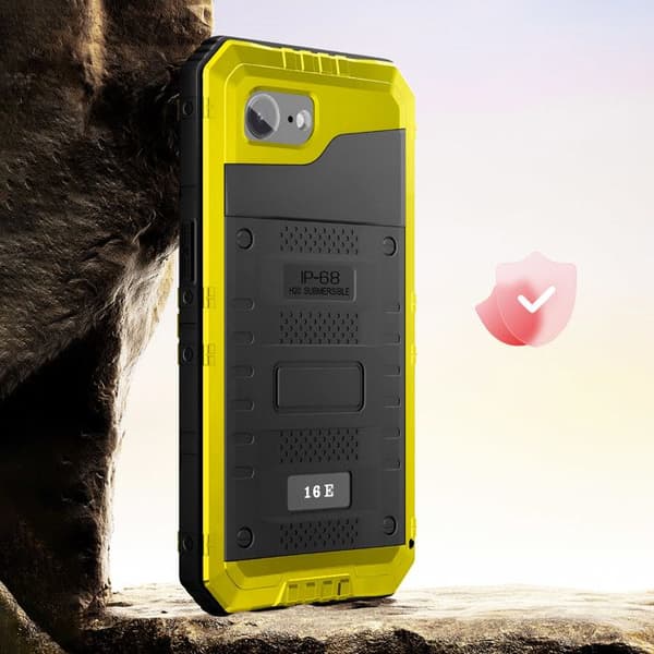 Cover til iPhone 17. Robust, vandtæt IP68 med håndledsrem i sort / gul Gul