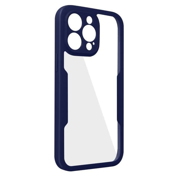Cover til iPhone 14 Pro Max Plexiglas Bagside og Polymer Front Blå kontur Blå