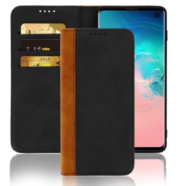 Galaxy S10 Cover Soft Folio Case Kortopbevaringsstand Funktion Sort