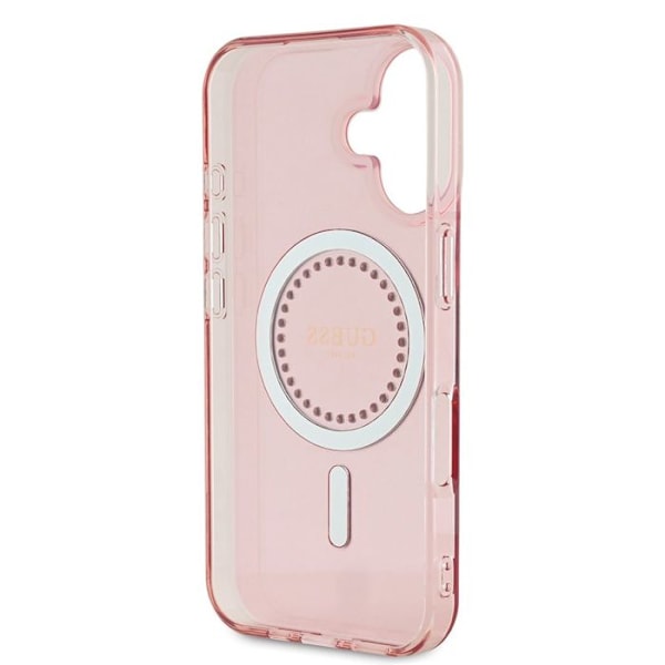 Coque Guess IML Strass MagSafe for iPhone 16 (Vaaleanpunainen)