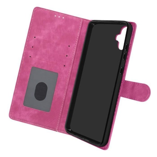 Taske til Samsung Galaxy A05 - AVIZAR - Børstet effekt imiteret læder - Pink håndledsrem Rosa