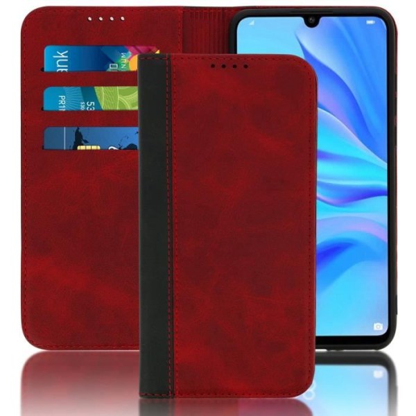 Housse - AVIZAR - P30 Lite - Ekologiskt läder - Röd - Stöd-funktion Röd