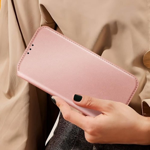 Fodral för Xiaomi Redmi 13 flipkorthållare och videostöd Rosa Champagne Rosa