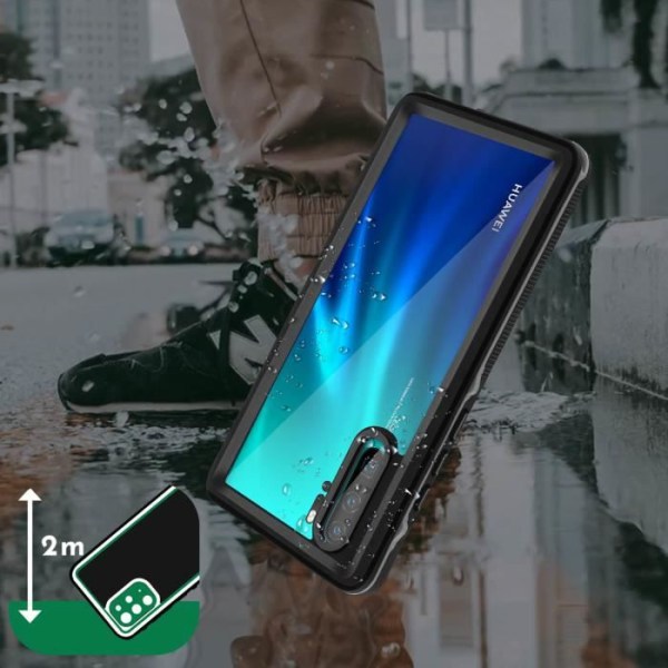 Huawei P30 Pro Case Bi-materiale Vandtæt 2m skærmfilm Redpepper sort Sort