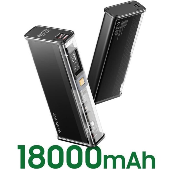 Backupbatteri 18000mAh USB och USB C 22,5W 4Smarts Lucid Block Svart