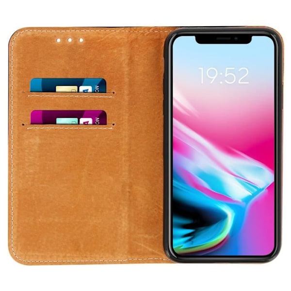 Læder pungcase - AVIZAR - iPhone X / XS - Sort - Blød skal - Støttefunktion Svart