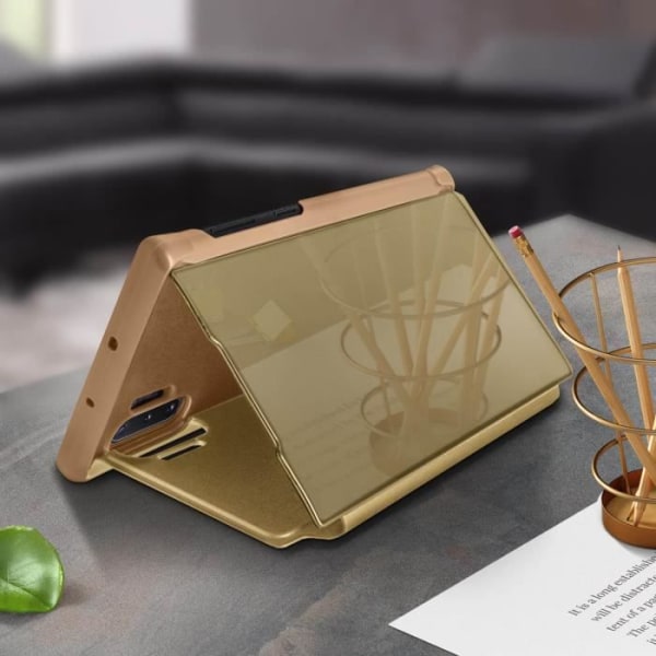 Hylster - Samsung - Galaxy Note 10 Plus - Translucent klap - Videostand - Gul/guld Gult guld
