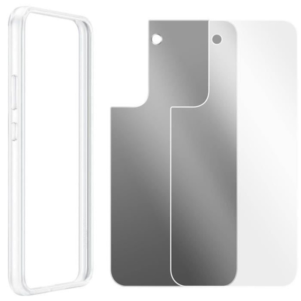 Skal - Samsung - Galaxy S22 Plus - Utbytbar baksida - Antimikrobiell - Qi-kompatibel Transparent, Svart tonat spegeleffe