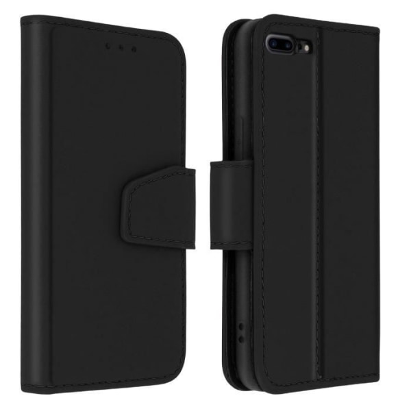 iPhone 7 Plus / 8 Plus læderetui Kortholder Stand Funktion Premium Sort Sort Svart