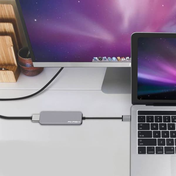 Hub USB Typ C - Akashi - 4 i 1 - HDMI 4K - 2 USB 3.0-portar - Plug & Play