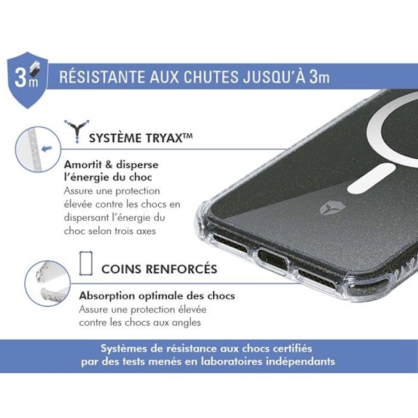 iPhone 16 Plus AIR-vahvistettu kotelo MagSafe-yhteensopiva läpinäkyvä ja kimalteleva - elinikäisen takuun voimassa oleva suojakotelo Transparent med glitter