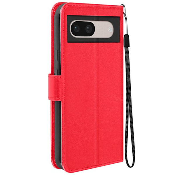 Red Wallet Case til Google Pixel 8A med stativfunktion og håndledsrem - Mayaxess Röd