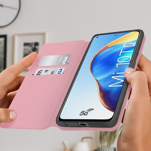 Housse Xiaomi Mi 10T / Mi 10T Pro - AVIZAR - Folio Plånbok - Rosa - Ekoskinn Rosa