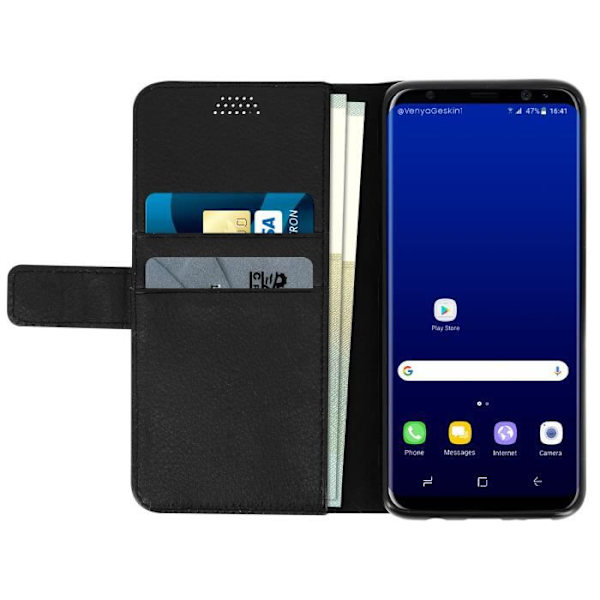 Huscover Portfölj - Samsung - Galaxy S8 Plus - Ekologisk läder - Svart - Mjuk Svart