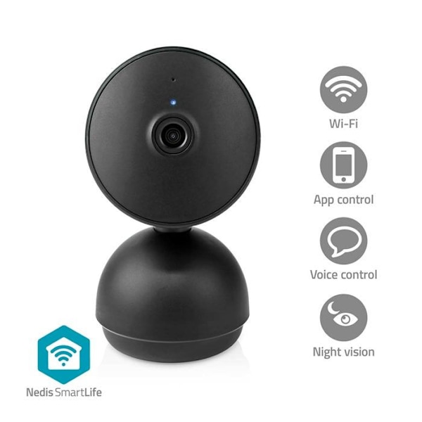 SmartLife Wi-Fi Full HD 1080p Indoor Camera Pan Tilt - NEDIS Svart