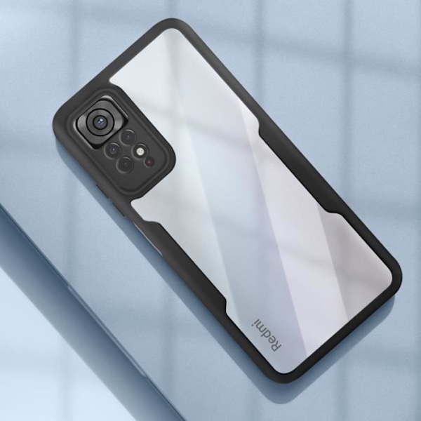 AVIZAR 360° beskyttende etui til Redmi Note 11 og 11s - Hård bagside og blød front - Sort Svart