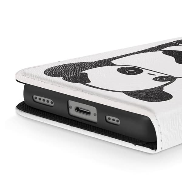Plånboksfodral för iPhone 17 med Panda-mönster och Stöd samt Rem Vit / Svart Vit