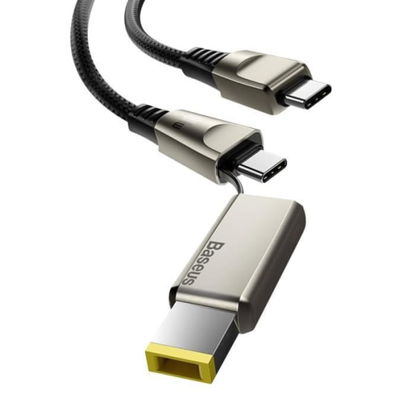 USB-C till USB-C-kabel och fyrkantigt uttag Lenovo 100W Nylon 2m Baseus Flash Black