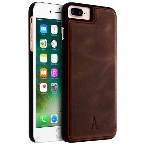 Coque - Akashi - iPhone 8+/7+/6+/6S+ - Ægte Læder - Hårdfør Beskyttelse - Brun kastanj