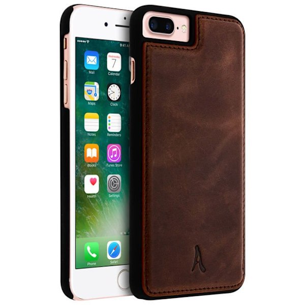 Coque iPhone 8+, 7+, 6+, 6S+ Hårdskydd Äkta Läder Akashi Brun kastanj