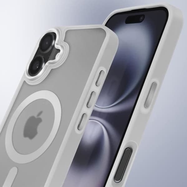 Coque MagSafe för iPhone 16 Matt Frostad Baksidan Grå Kontur Grå